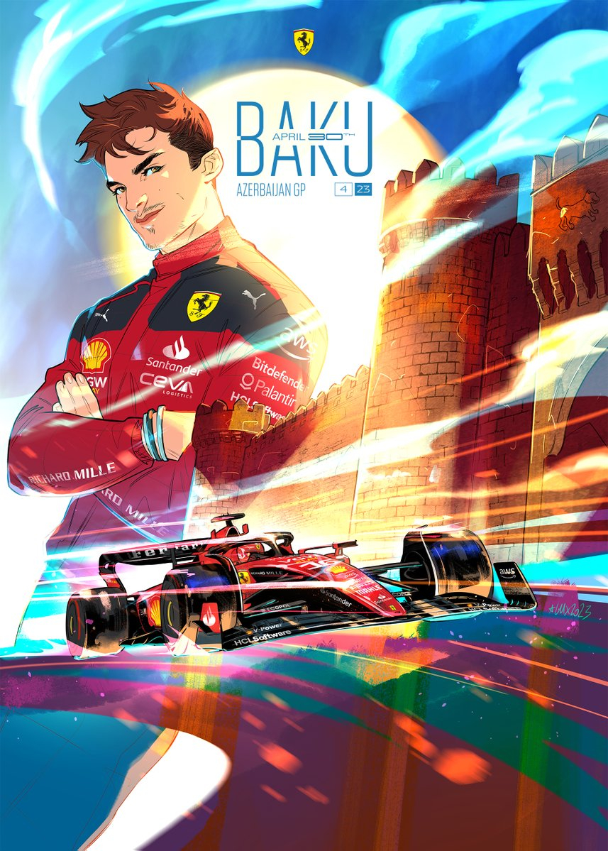2023 Ferrari F1 RACE 4 Baku grand prix race cover art poster